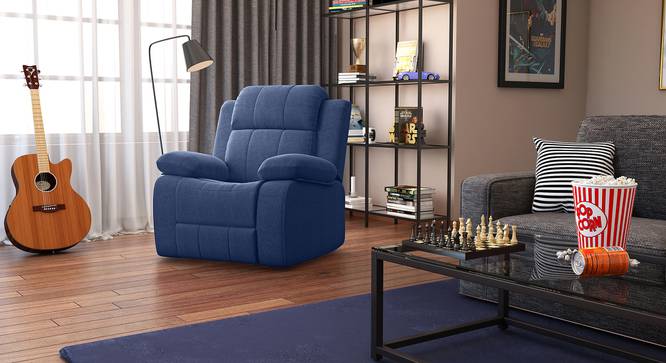 Fabric One Seater Manual Recliner In Blue Colour Fabric